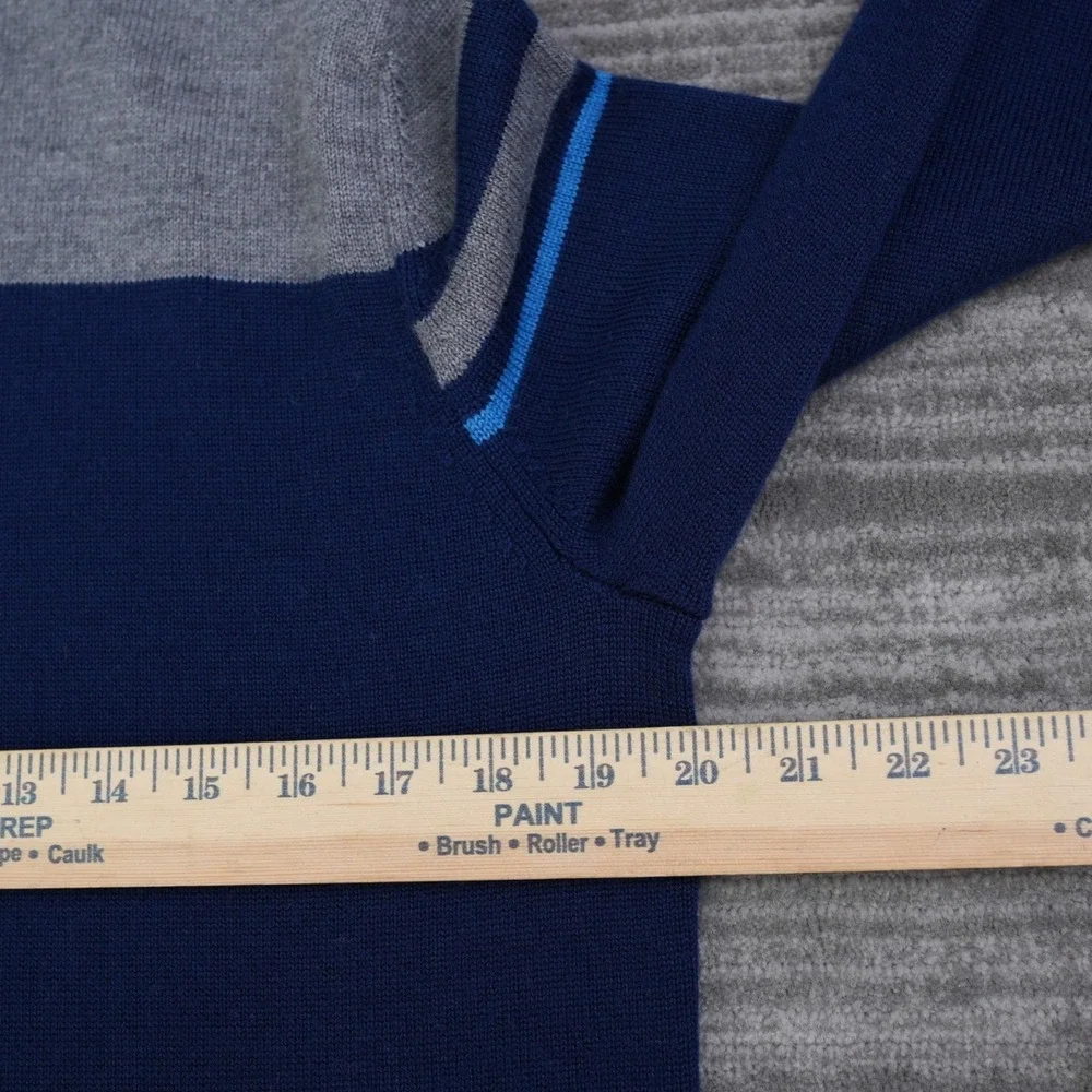Banana Republic Sweater Mens Quarter Zip Wool Blend Blue Gray Snap Button Tall L